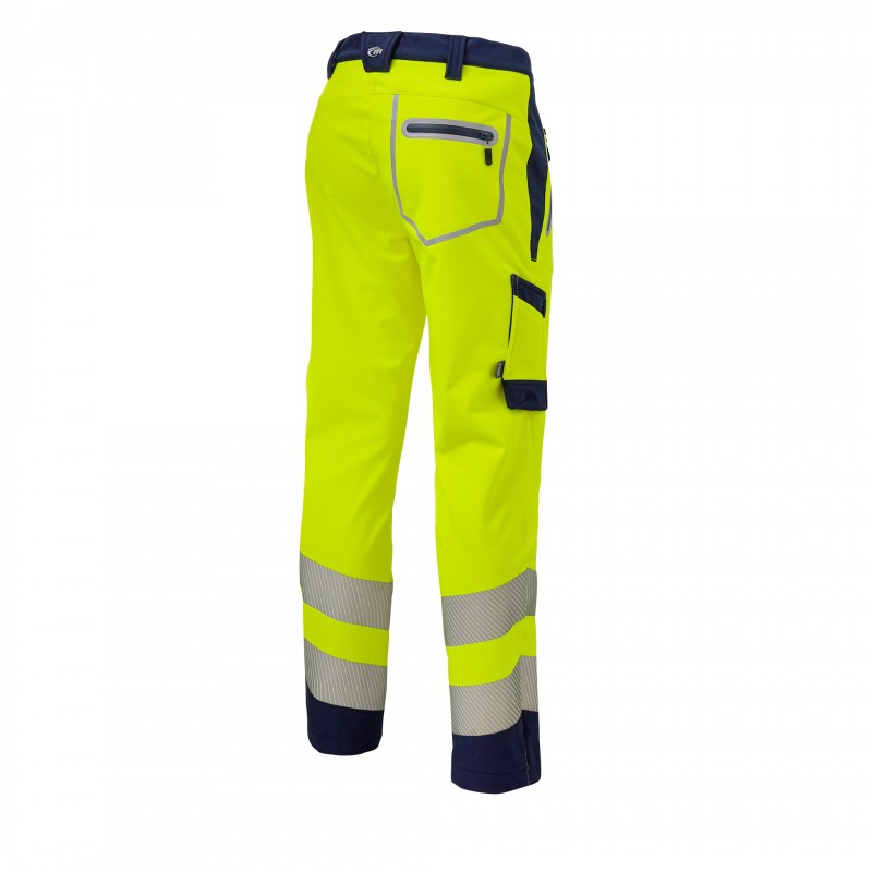 Pantalon HV Softshell polyester élasthanne mixte Luklight jaune / marine Molinel