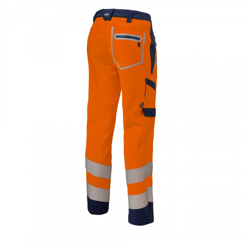 Pantalon HV Softshell polyester élasthanne mixte Luklight orange / marine Molinel