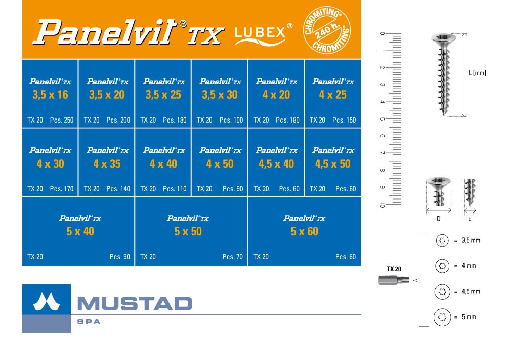 Coffret de 1910 vis bois Torx T20 Mustad