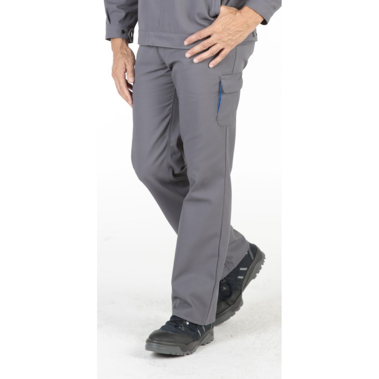 Pantalon genouillères Pro'Up EJ: 82 cm - Gris Convoy / Bleu azur Molinel