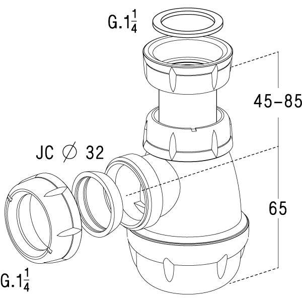 Siphon bidet universel LB221 201002 Nicoll