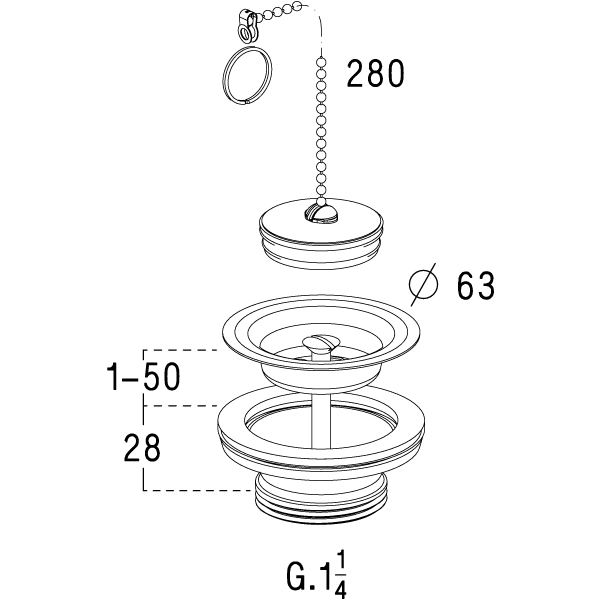 Bonde lavabo à bouchon-chaînette L260 201019 Nicoll