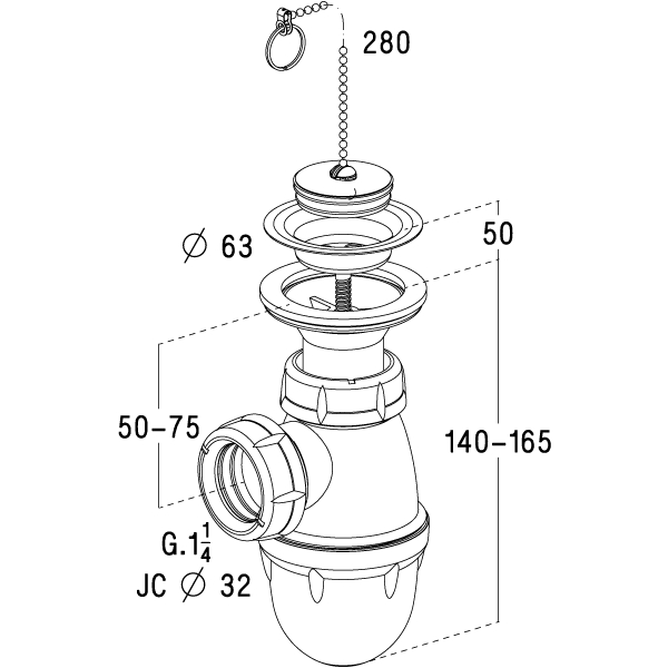 Combiné bonde et siphon lavabo CL217 202001 Nicoll