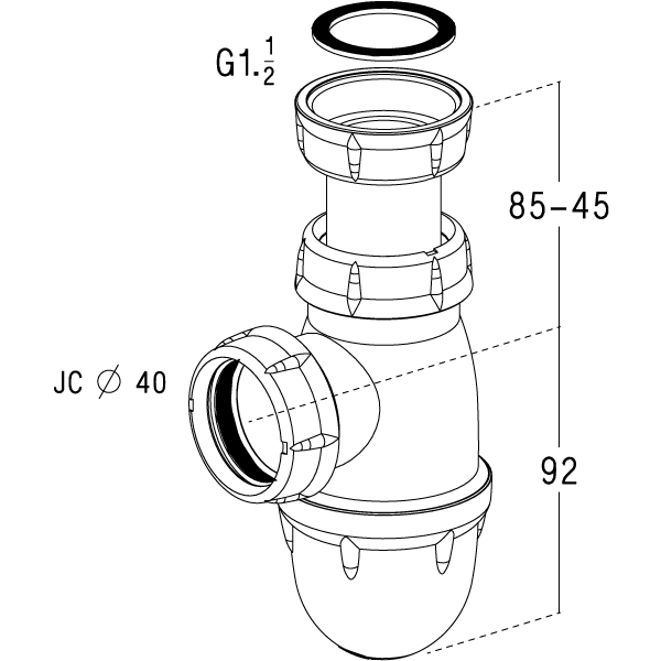 Siphon évier 552 204002 Nicoll