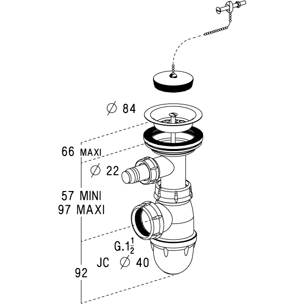 Vidage évier 554P Nicoll