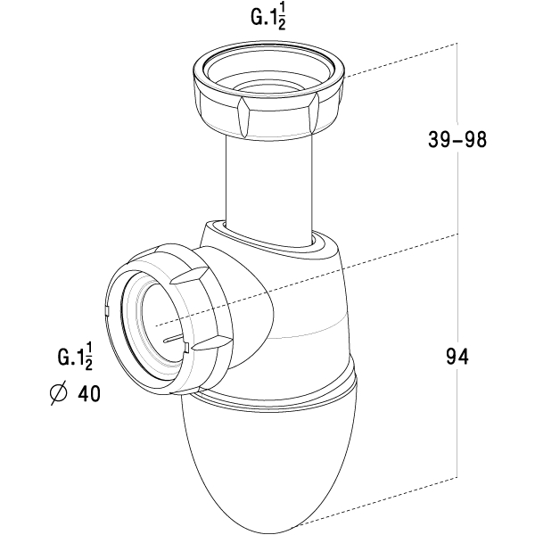 Siphon évier bi-matière Ø 40 BM552 224286 Nicoll