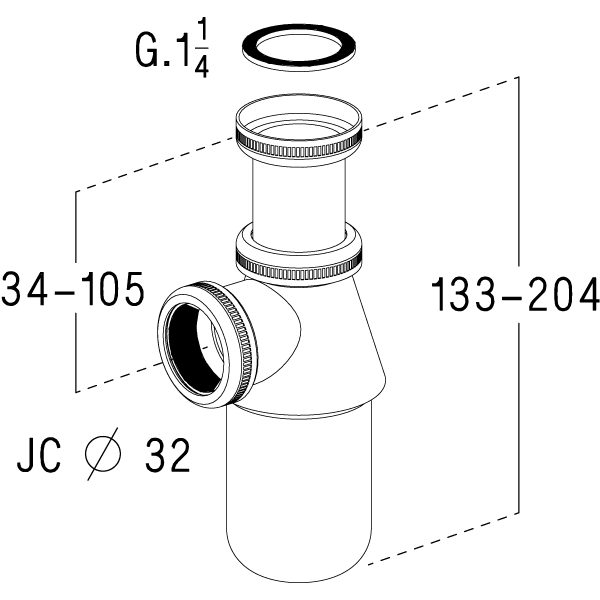 Siphon lavabo laiton L3211 501022 Nicoll