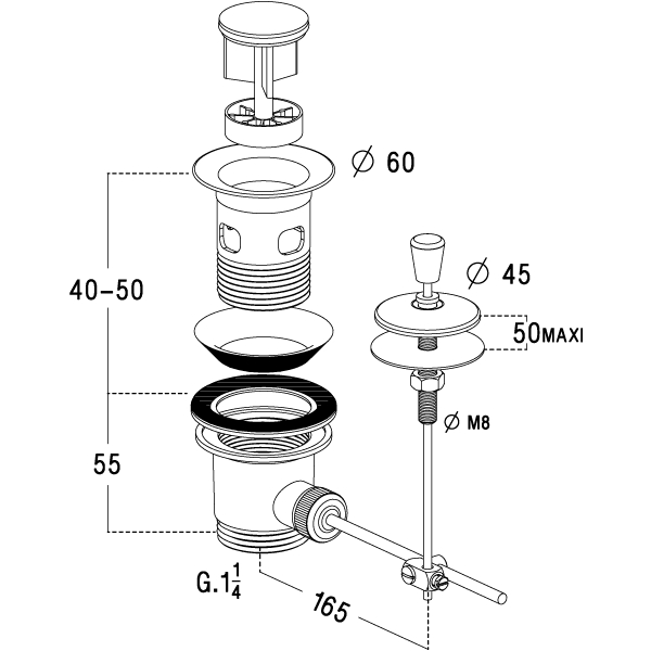 Bonde lavabo automatique L3214 501032 Nicoll