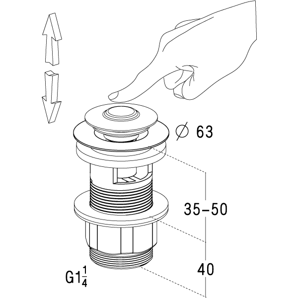 Bonde lavabo pour vasque avec trop plein L3215 501074 Nicoll