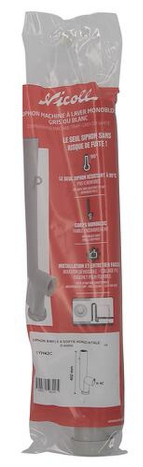 Siphon simple MAL sortie horizontale 455 mm Nicoll