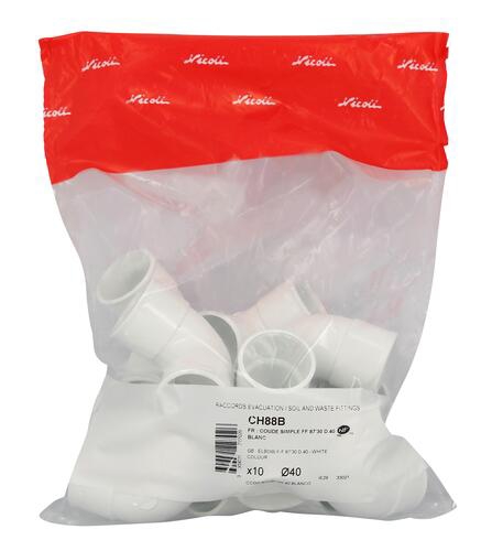 Coude 87°30 PVC FF - Blanc Nicoll