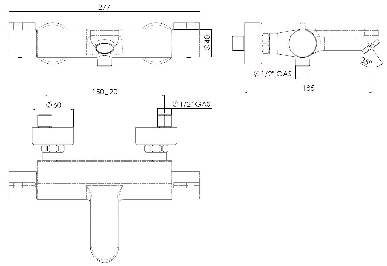 Mitigeur thermostatique bain-douche Bery Aquance