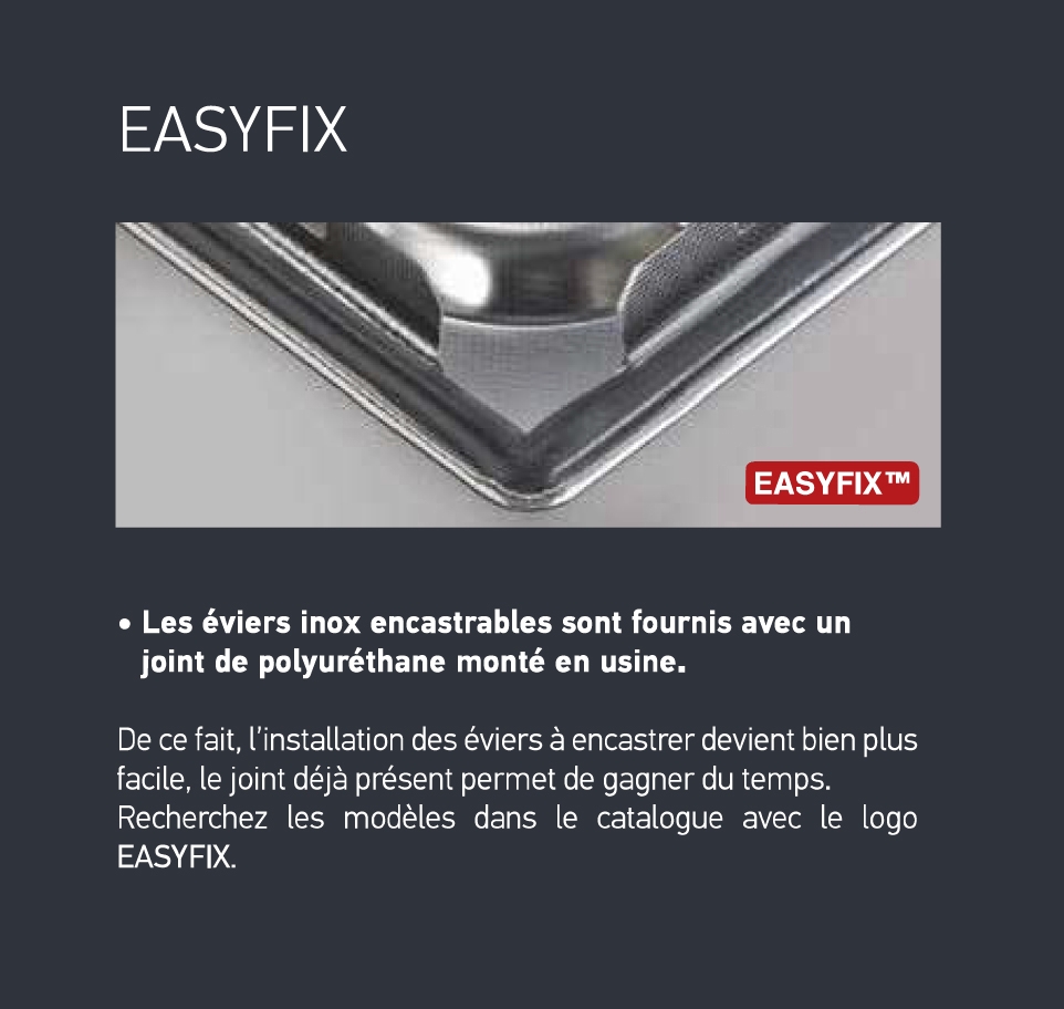 Evier PMR à encastrer - 1 cuve 1 égouttoir - Inox lisse Nord Inox Pro
