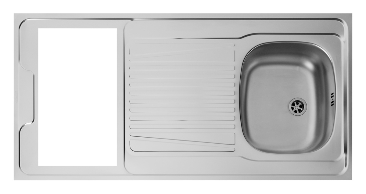 Recouvrement Inox 1 cuve 1 égouttoir - Avec découpe domino Nord Inox Pro