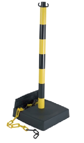 Poteau avec réserve de chaine sur socle 2000765 Novap