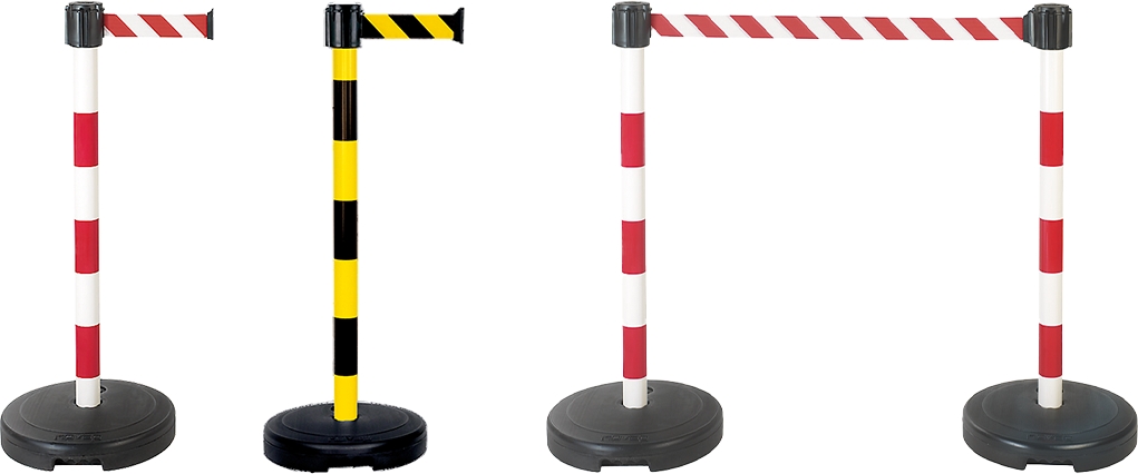 Poteau PVC avec sangle étirable rouge/blanc Novap