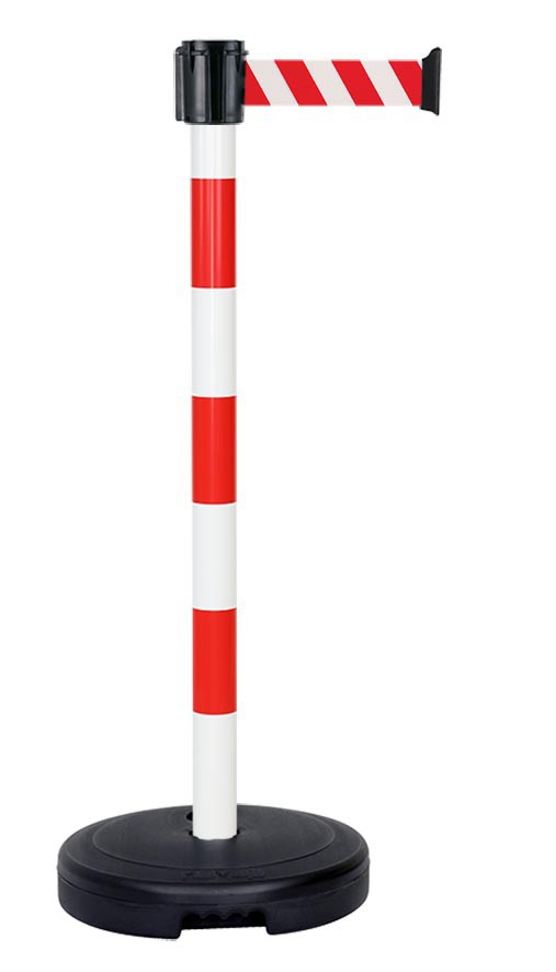 Poteau PVC rouge/blanc avec tête à sangle 50 mm Novap