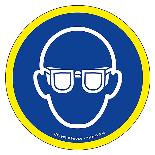 Panneau d'obligation «Port de lunettes de sécurité obligatoire» haute visibilité Novap
