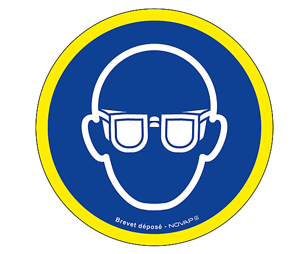 Panneau d'obligation «Port de lunettes de sécurité obligatoire» haute visibilité Novap