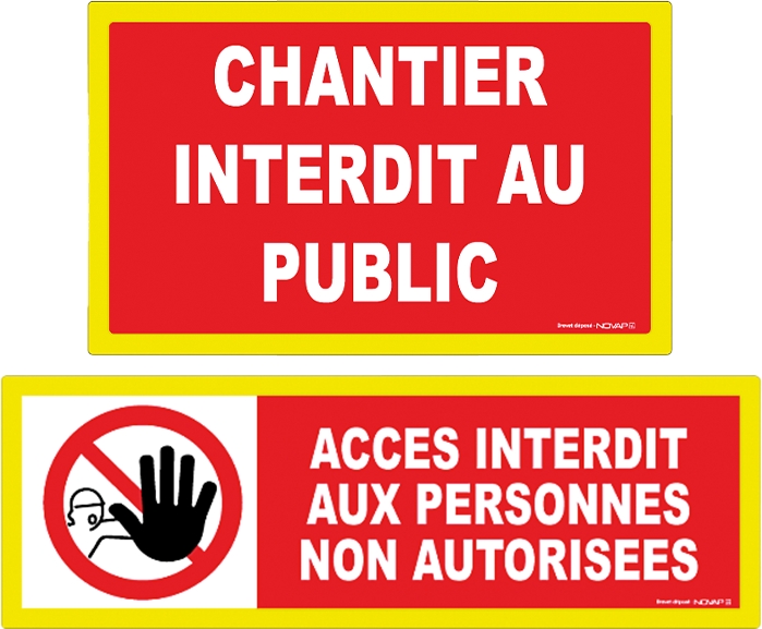  Panneau d'interdiction "Accès interdit aux personnes non autorisées" haute visibilité 