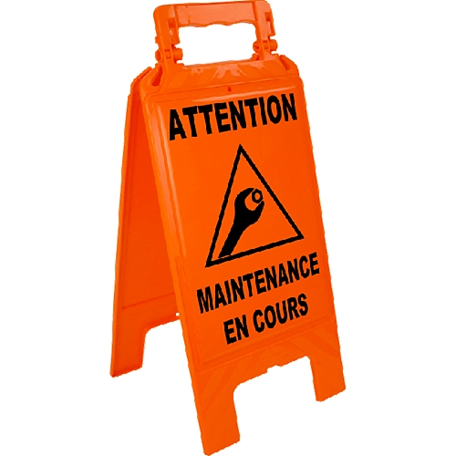Chevalet de signalisation Maintenance en cours orange fluo Novap
