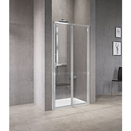 Porte de douche Free 2 pliante - Profil silver verre transparent Novellini