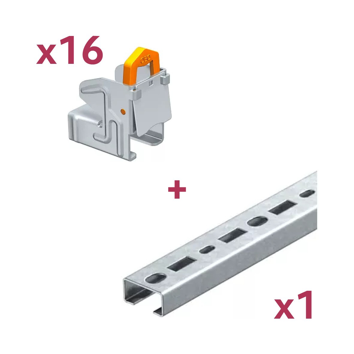 Lot 16 crapauds automatiques pour rails + rail profilé CM3518 17 mm