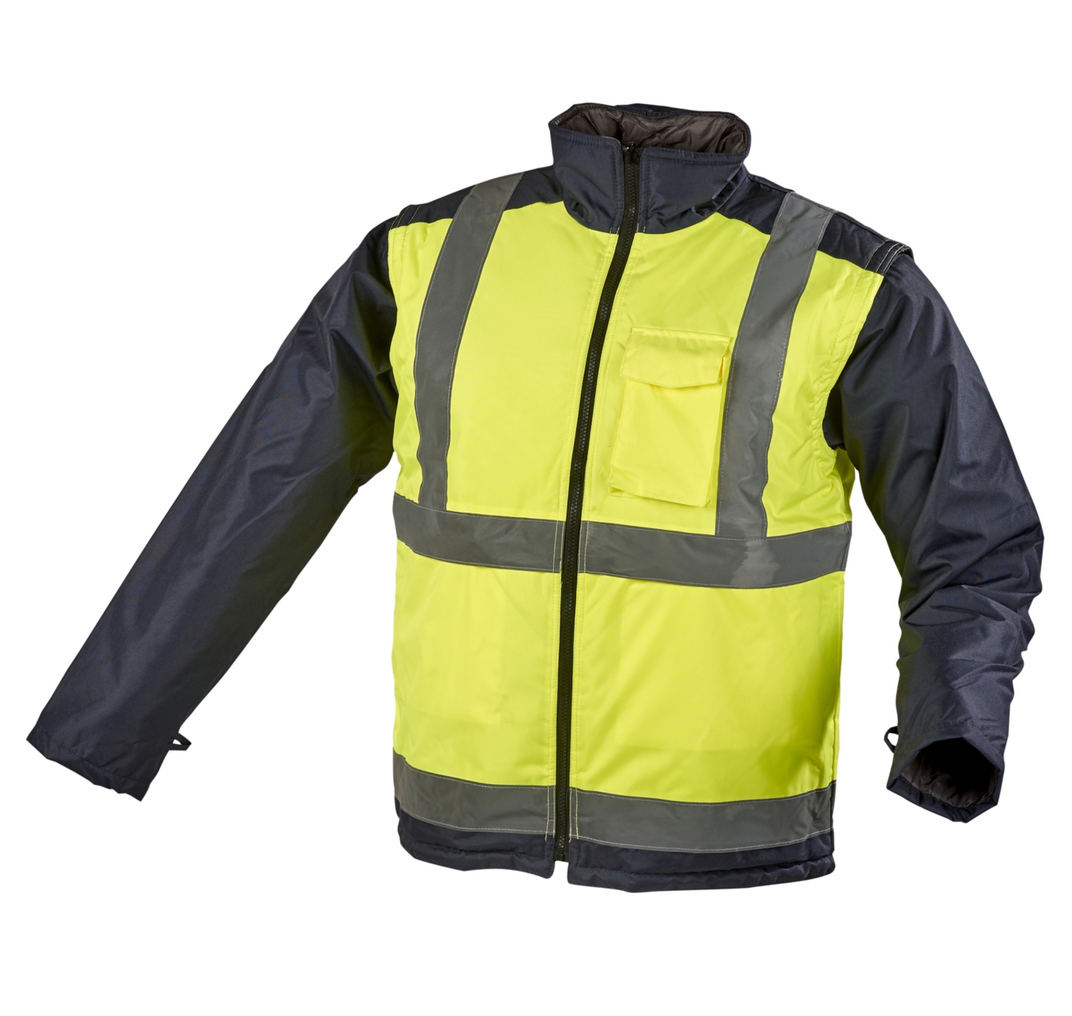 Veste 2 en 1 froid extrême HV polyester PU mixte Meteor jaune / marine Jidex