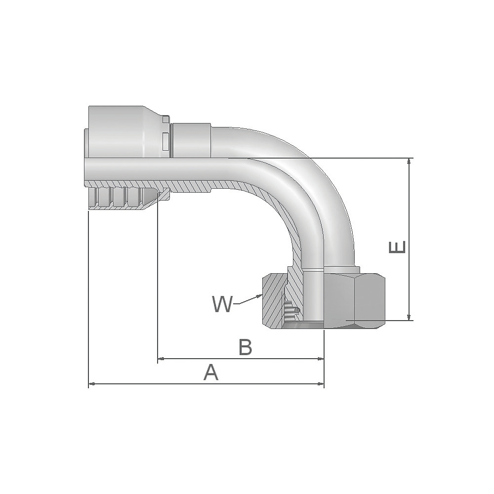 Embout femelle DIN S 90° - Type 11C77 Parker