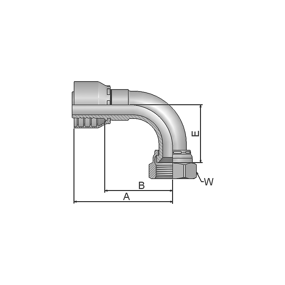 Embout à sertir femelle tournant JIC 37° coudé court 90° série 77 Parker