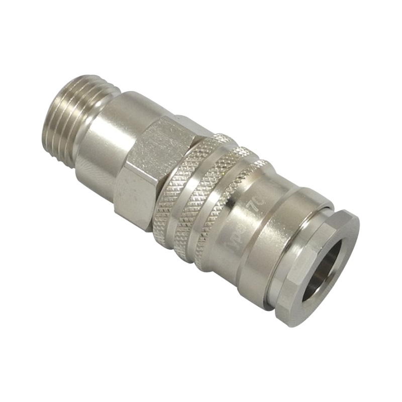 Coupleur EURO DN10 fileté BSPP double obturation - Laiton nickelé/Acier série 1700 Parker