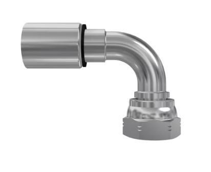 Embout à sertir femelle tournant BSPT cône 60° coudé 90° côté E 93 mm série 48 Parker