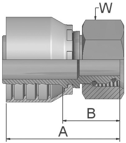 Embout femelle ParKrimp No-Skive tournant métrique - Acier - Type 1CA46 Parker