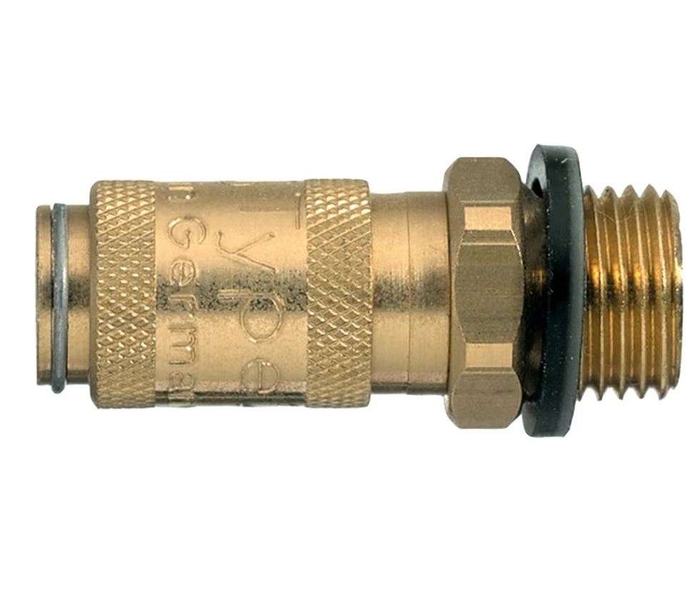 Coupleur EURO DN2.7 fileté métrique double obtu joint FKM - Laiton nickelé série 20 Parker