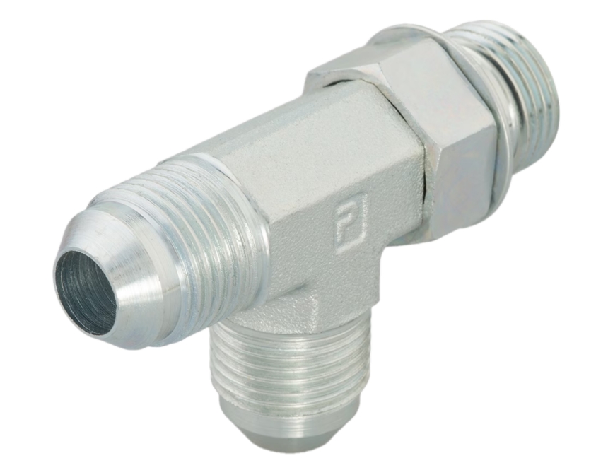 Té renversé x2 mâles JIC x mâle en bout UNF joint OR - Acier série R5OMX Parker