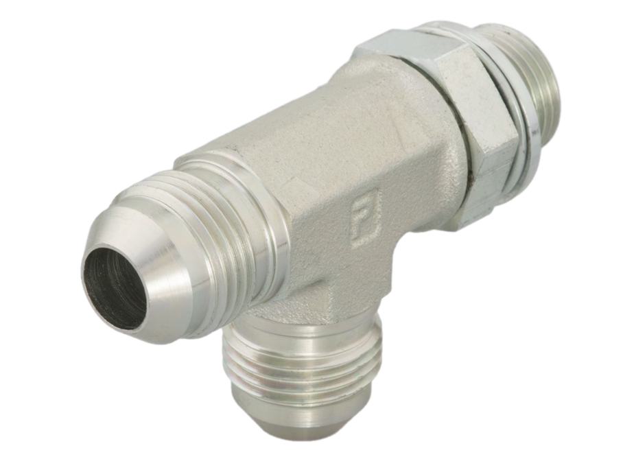 Té renversé x2 mâles JIC x mâle en bout BSPP joint OR bague retenue - Acier série R4OMX Parker