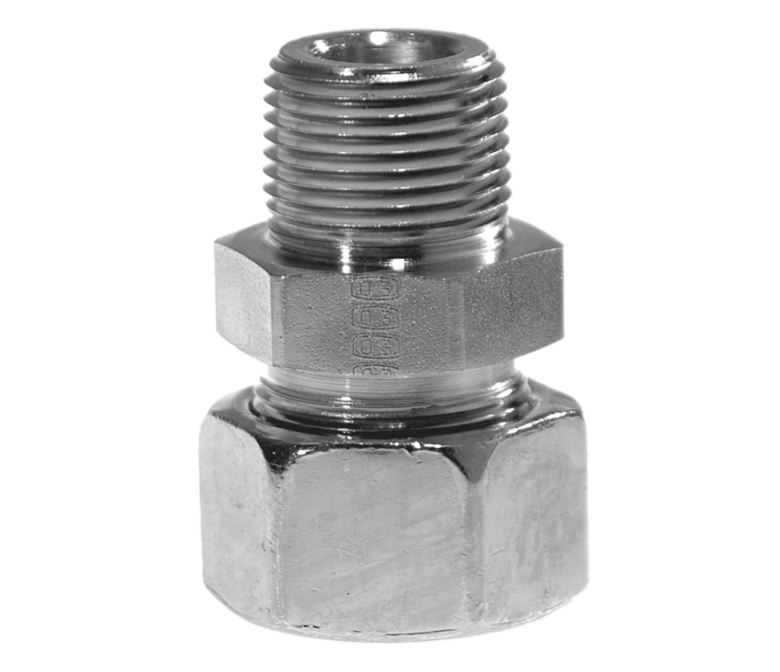 Union droit nu mâle DIN LL x mâle NPT à tourillon - Acier série GE-NPT Parker