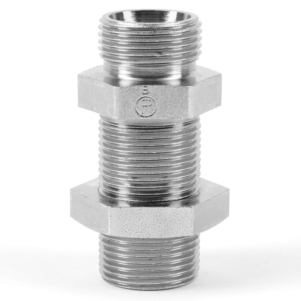 Traversée de cloison nu x2 mâles DIN L - acier série SV Parker