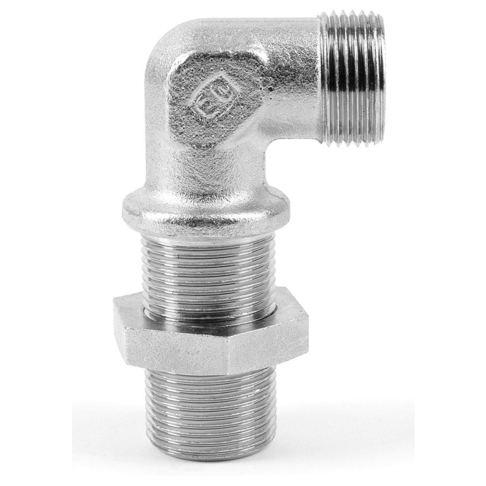Coude 90° traversée de cloison EO-2 complet x2 mâles DIN L - acier série WSV Parker