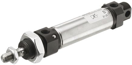 Vérin pneumatique ISO 6432 rond alu diamètre 16 simple effet tige rentrée amortissement élastique série P1A Parker