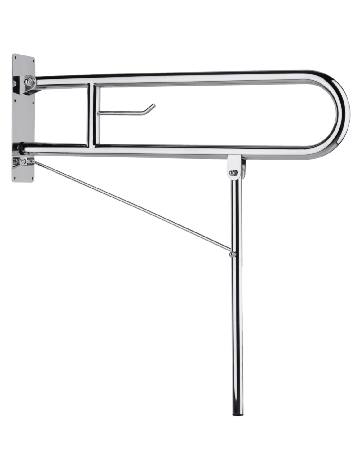 Barre de maintien PMR relevable Inox brillant avec béquille