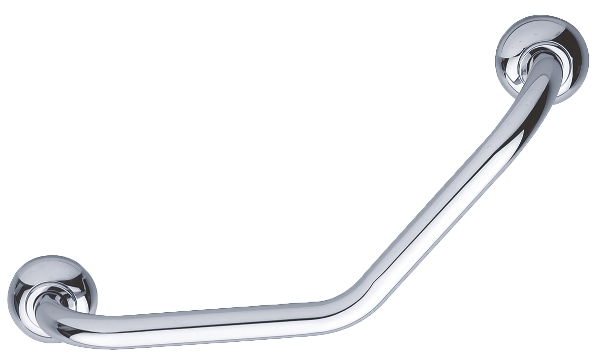 Barre d'appui PMR coudée 135° diamètre 25 mm laiton chromé Pellet