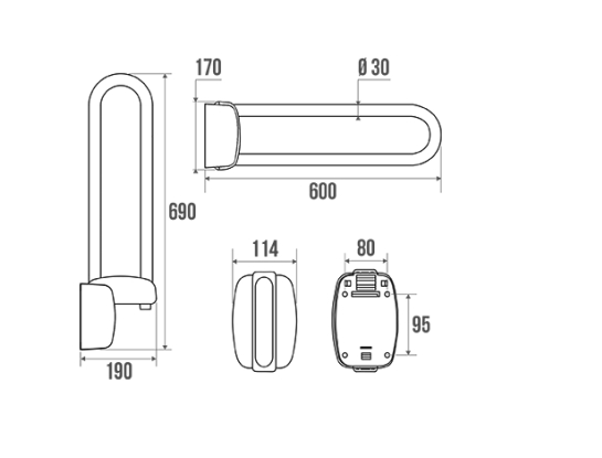 Barre d'appui relevable inox brossé 48865 Pellet