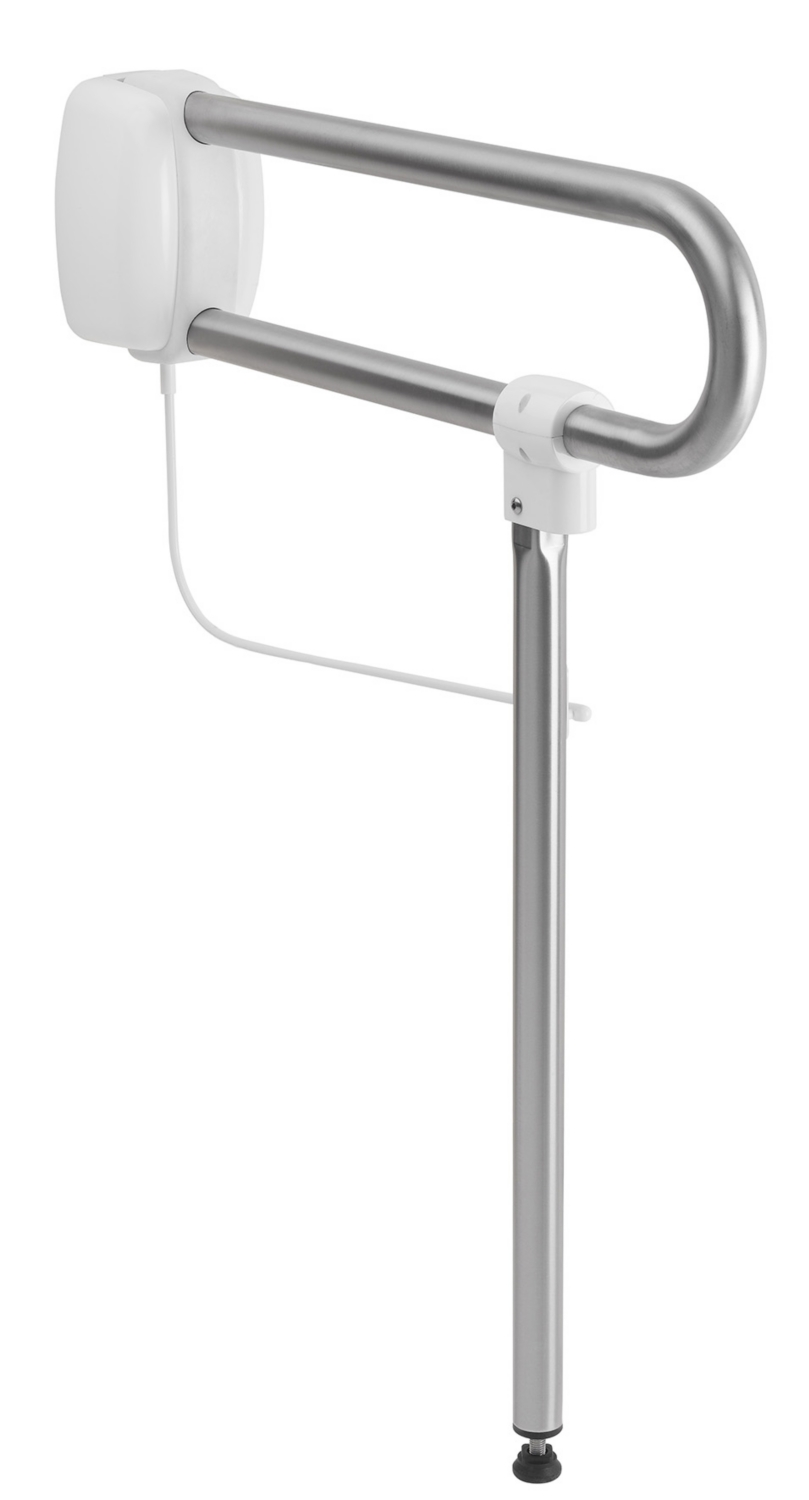 Barre d'appui PMR relevable inox brossé - Avec béquille