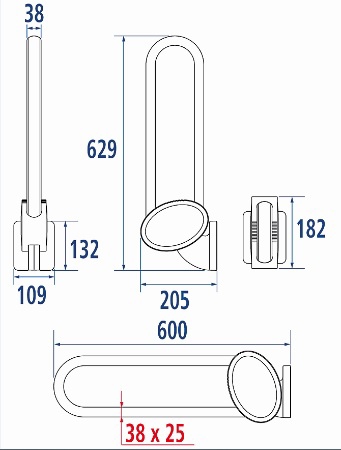 Barre d'appui relevable Arsis aluminium époxy Pellet