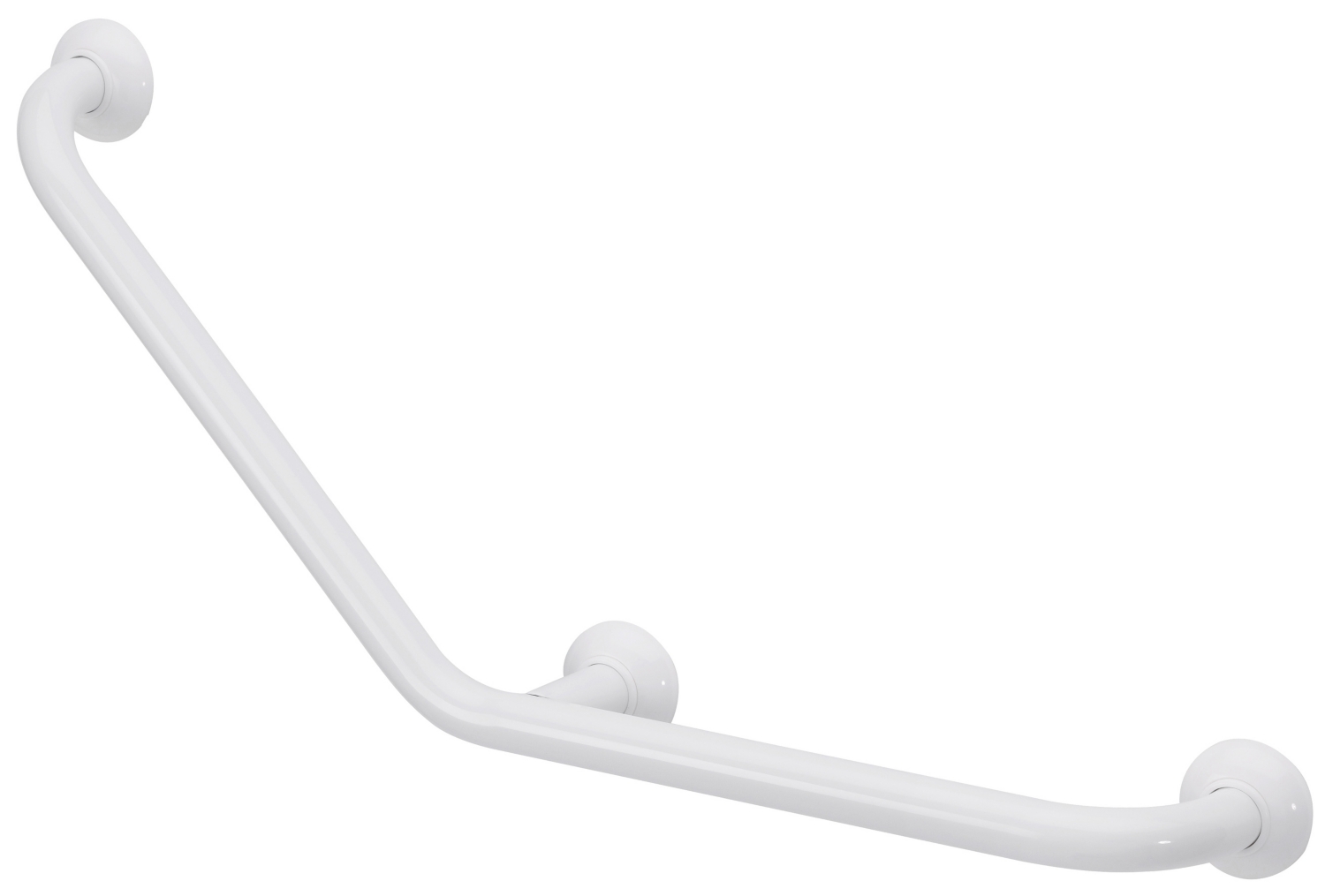 Barre d'appui PMR coudée 135° diamètre 30 mm aluminium époxy - 3 fixations