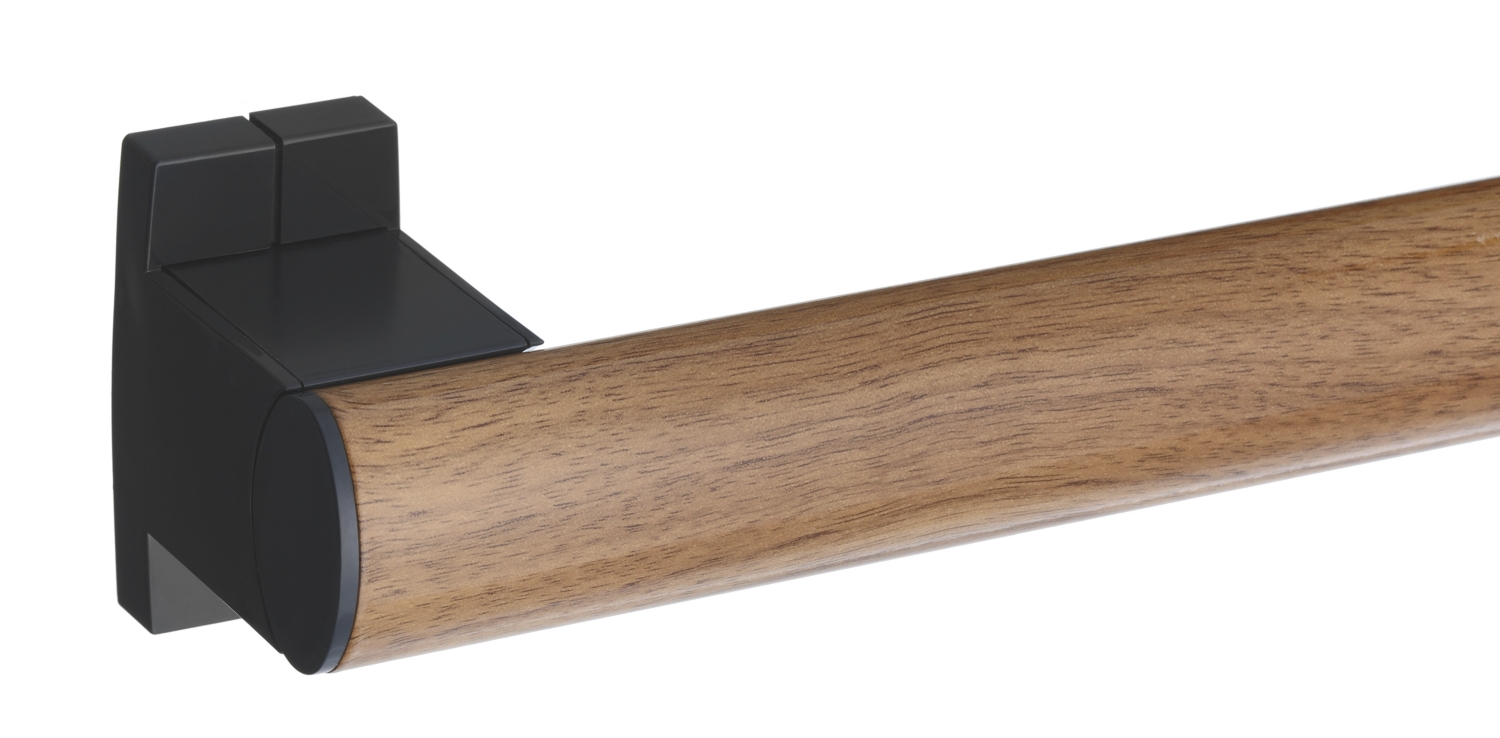 Barre d'appui PMR droite Arsis Fantasy aluminium bois et anthracite