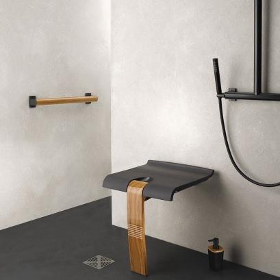 Barre d'appui droite Arsis Fantasy aluminium bois et anthracite 49448 Pellet