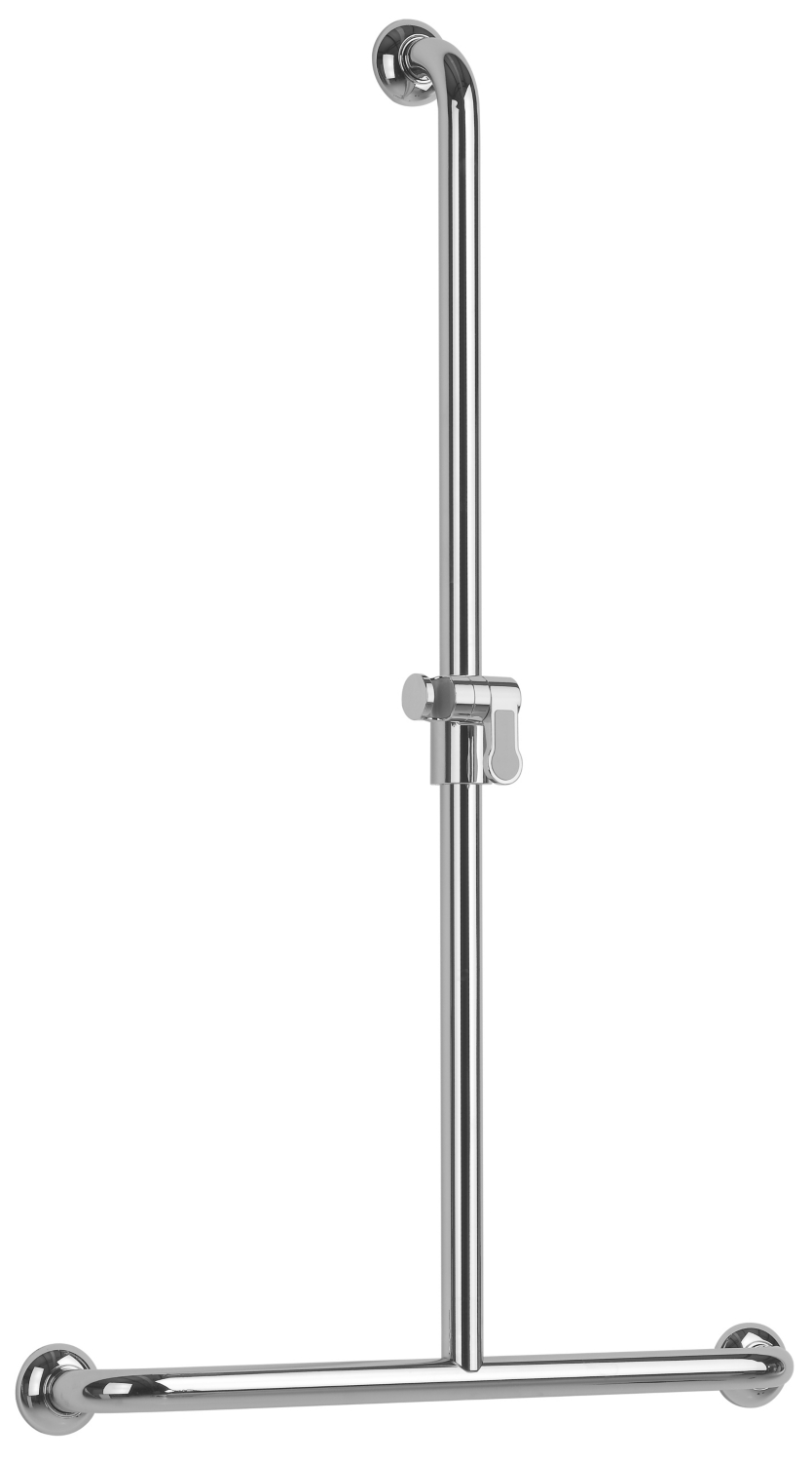 Barre de douche PMR en T laiton chromé