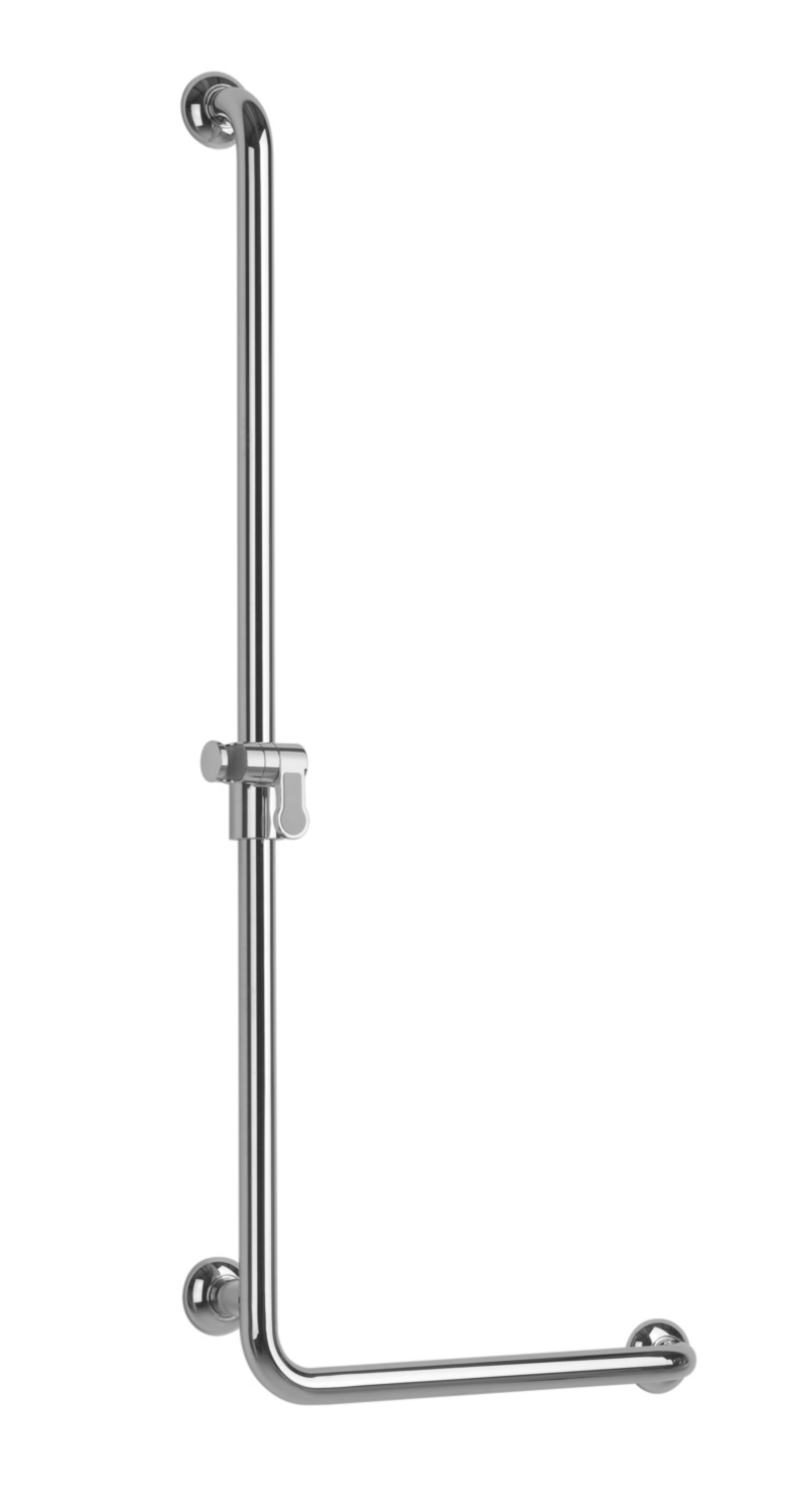 Barre de douche PMR en L laiton chromé